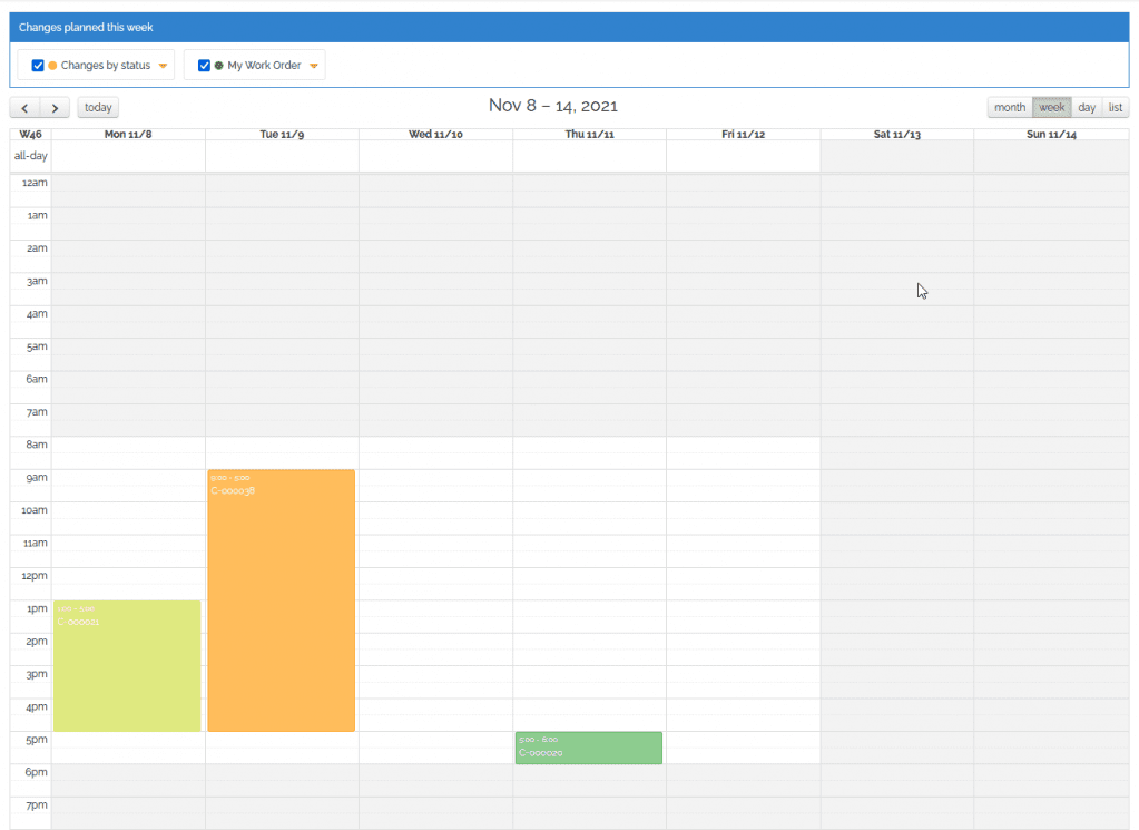 Calendar view