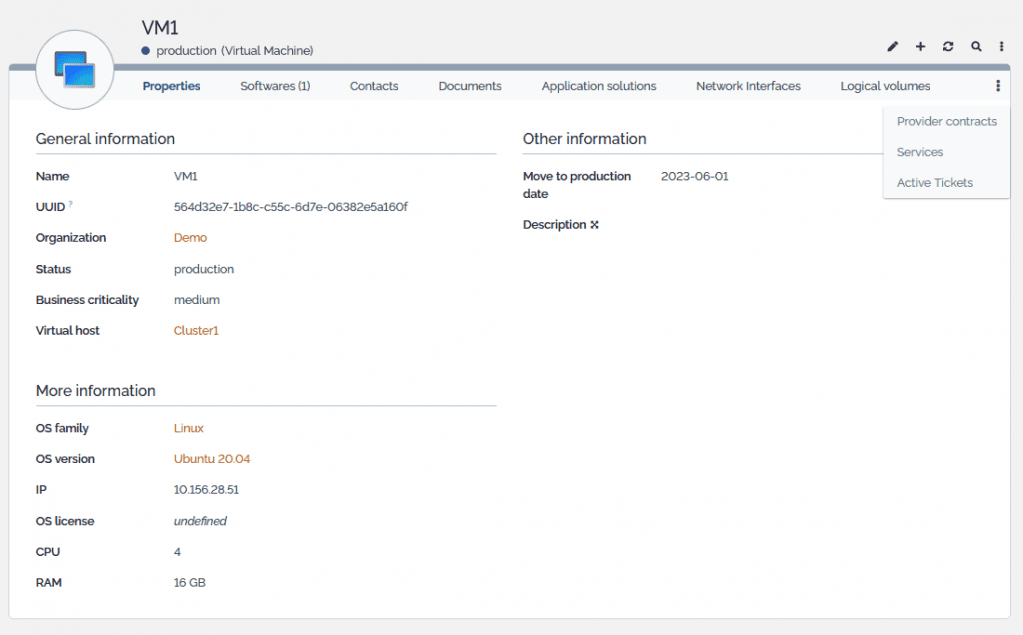 Data model for vSphere