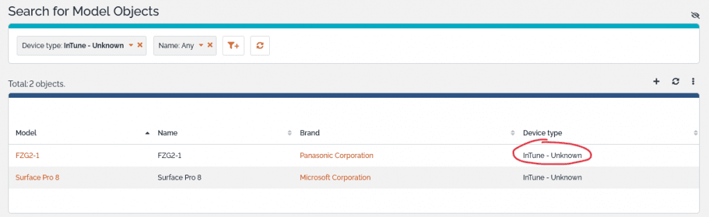 Data model for Microsoft InTune