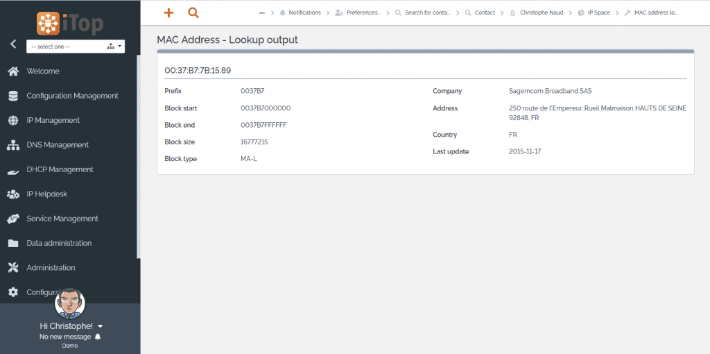 MAC address lookup
