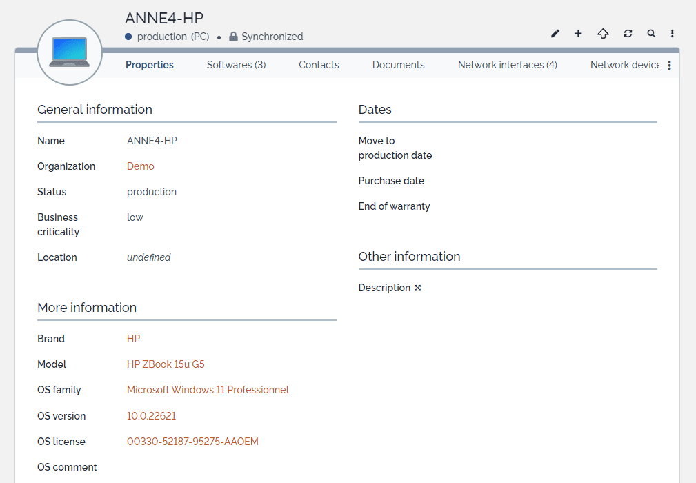 Data model for OCS Inventory