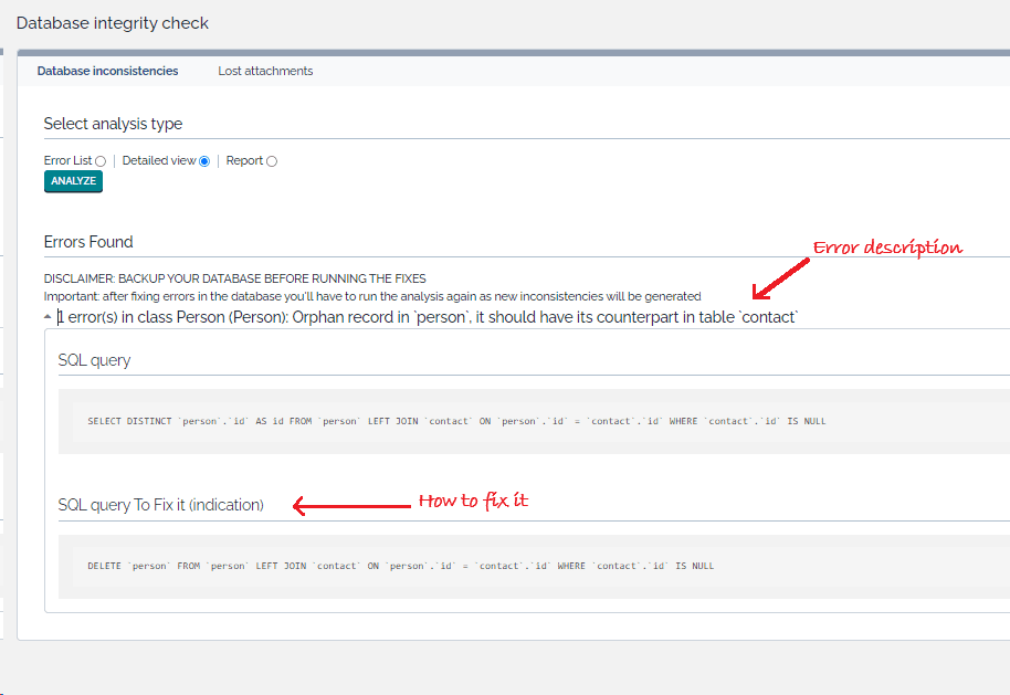 Database maintenance tools